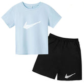Summer Brand White T-shirt+Shorts Two-piece Set Kids New Clothing Fashion Letter Boy Girl3-13Yrs Sports Short-sleeved Casual Set Khamik Shop Online