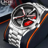 LIGE Unique Creative Quartz Man Watch Steel Band Casual Sports Waterproof Luminous Rotating Wheel Dial Watches for Men Gifts Box Khamik Shop Online