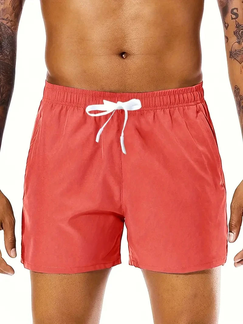 Men 2025 New  Summer Beach New Models Solid Color Fashion Leisure Comfortable Elastic Waist Double Pockets Cool Sports Shorts Khamik Shop Online