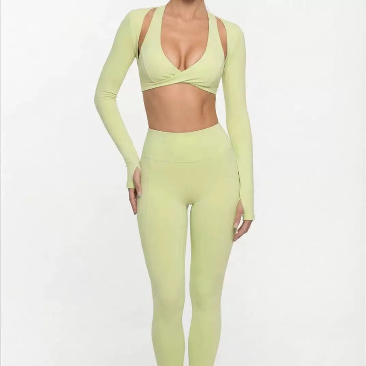 Nude Feel Yoga Long Sleeve Set For Women Pullover Quick-Dry Compression Shirt Outdoor Fitness Activewear Woman Sports Sets Khamik Shop Online
