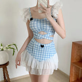 Ladies Slimming Halter Bathing Suit Cute Bowknot Retro High Neck Swimwear Fashion Summer Vacation Pool Party Outfits Khamik Shop Online