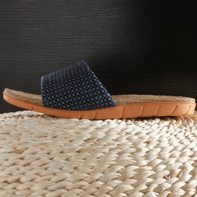Mntrerm 2023 New Style Home Sandals Indoor Non-Slip Linen Slippers Men&