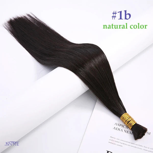 JSNME Bulk Human Hair Extensions 100% Real Human Hair Extension Straight 50g Black Brown Blonde 613 Color For Salon 14"-26" Inch Khamik Shop Online