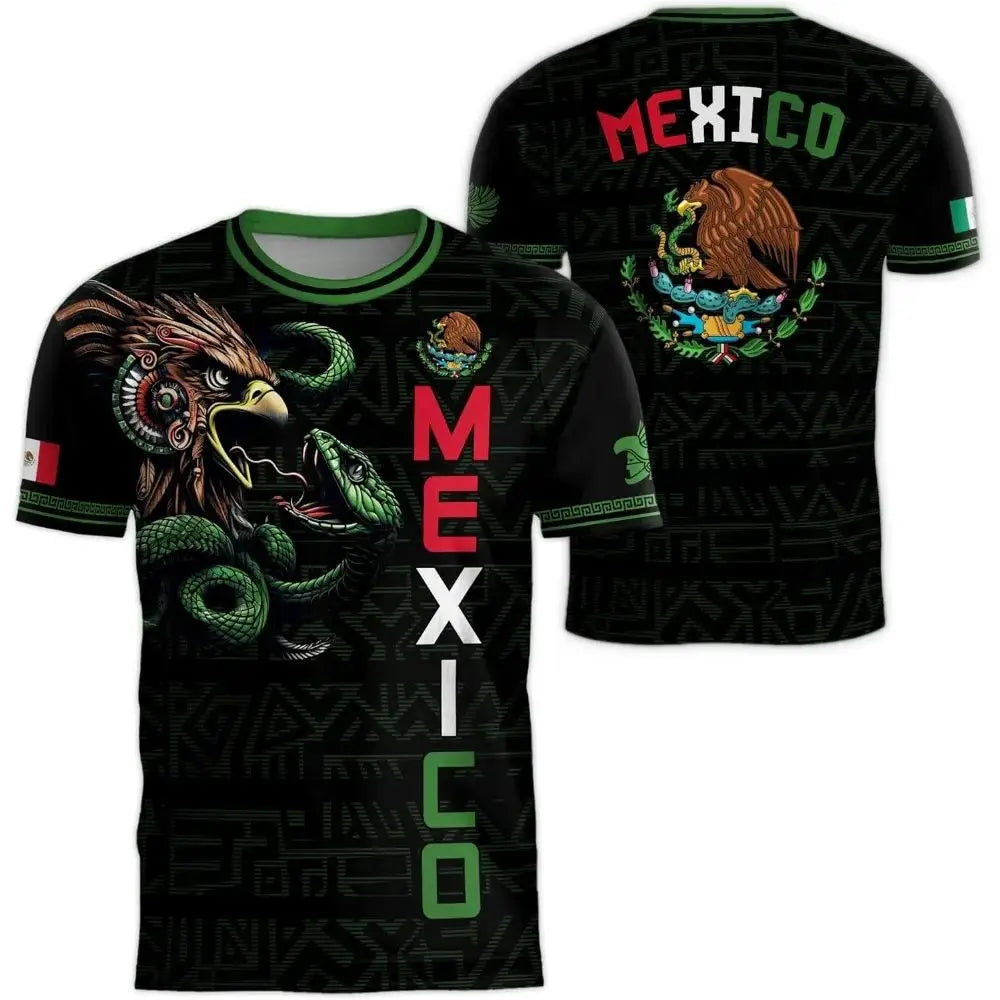 2026 Mexico National Flag Print T Shirt Men women 3D Eagle Pattern Short Sleeve Tees Outdoor Football Sports Clothes Casual Tops Khamik Shop Online