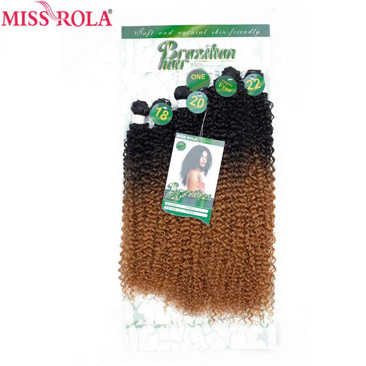 Miss Rola Ombre Hair Bundles Synthetic Kinky Curly Hair Extensions Sew In Hair Weaves 18-22 inch 6pcs/Pack 200g Hair Wefts Khamik Shop Online