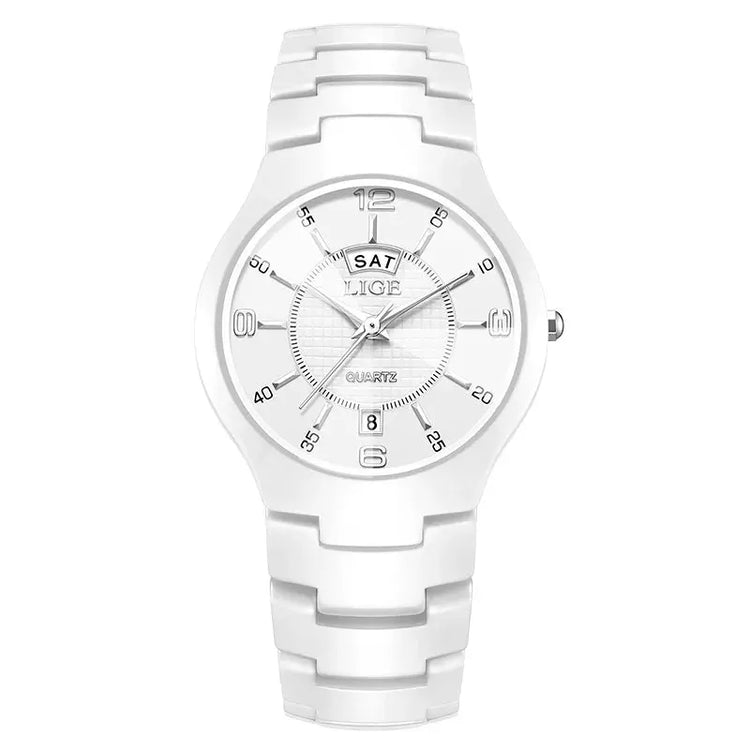 LIGE Luxury Elegant Quartz Women Watches Fashion Ceramics Small Dial Ladies Watch Date Week Display Woman Wristwatch Reloj Mujer Khamik Shop Online