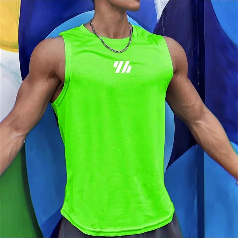 2025 newest Summer Gym Vest High Quality mesh Shirt Sleeveless T-shirts Men Tank Tops running Fitness Sports Vest men Clothing Khamik Shop Online