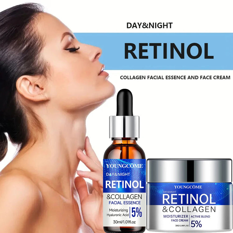 Retinol Cream Serum Combo Set Locks In Moisture Repairs Skin Smoothes Wrinkles Increases Elasticity For Younger Healthier Skin Khamik Shop Online