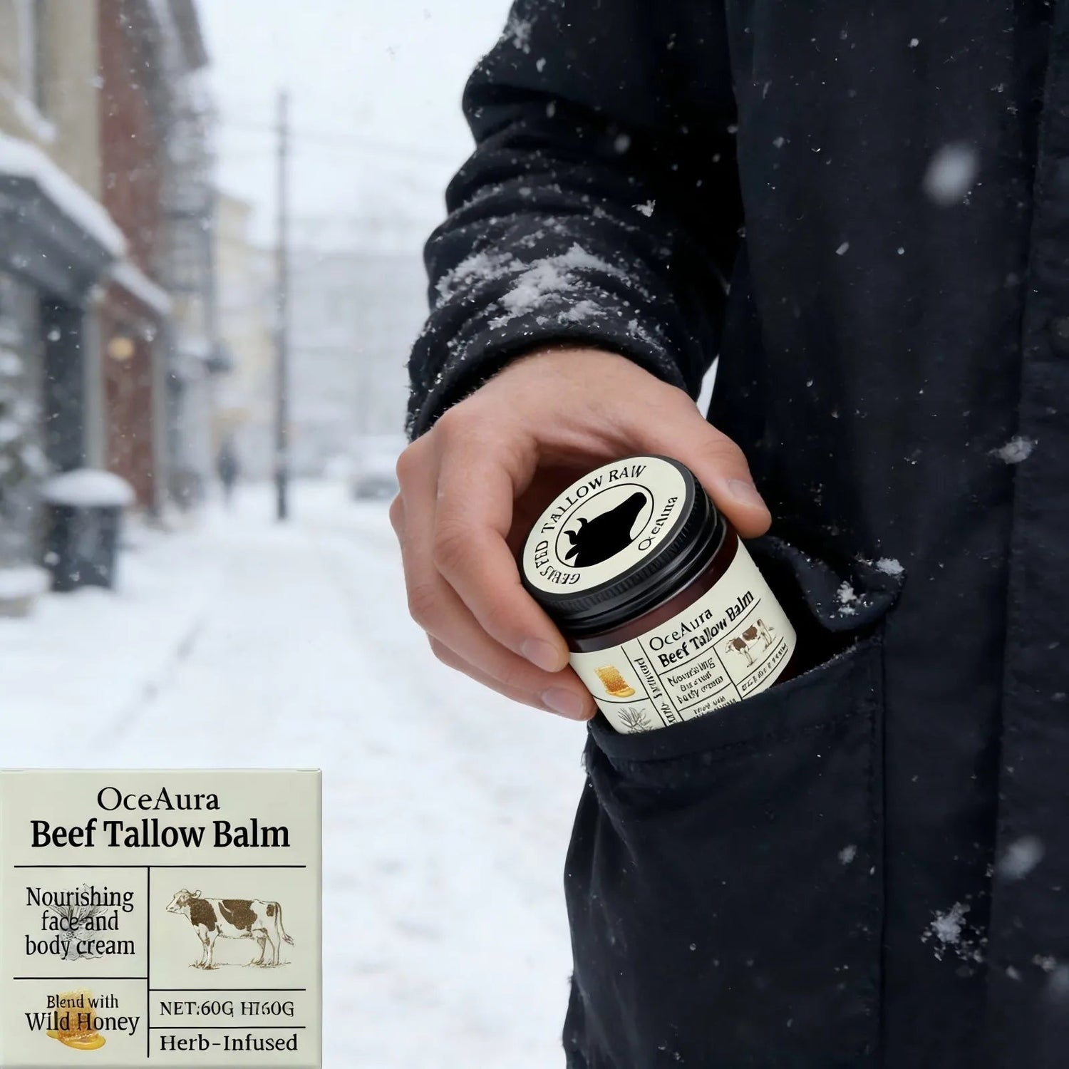 OceAura Beef Tallow Honey Balm Smooth Skin Barrier Repair Care Anti Cracking Body Moisturizer Olive Oil Nourishing Face Cream Khamik Shop Online