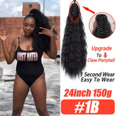 Straight Long Ponytail Extensions 22inch Natural Black Wrap Around Synthetic Hair Piece Pony Tail Hair Hairpieces for Women Girl Khamik Shop Online