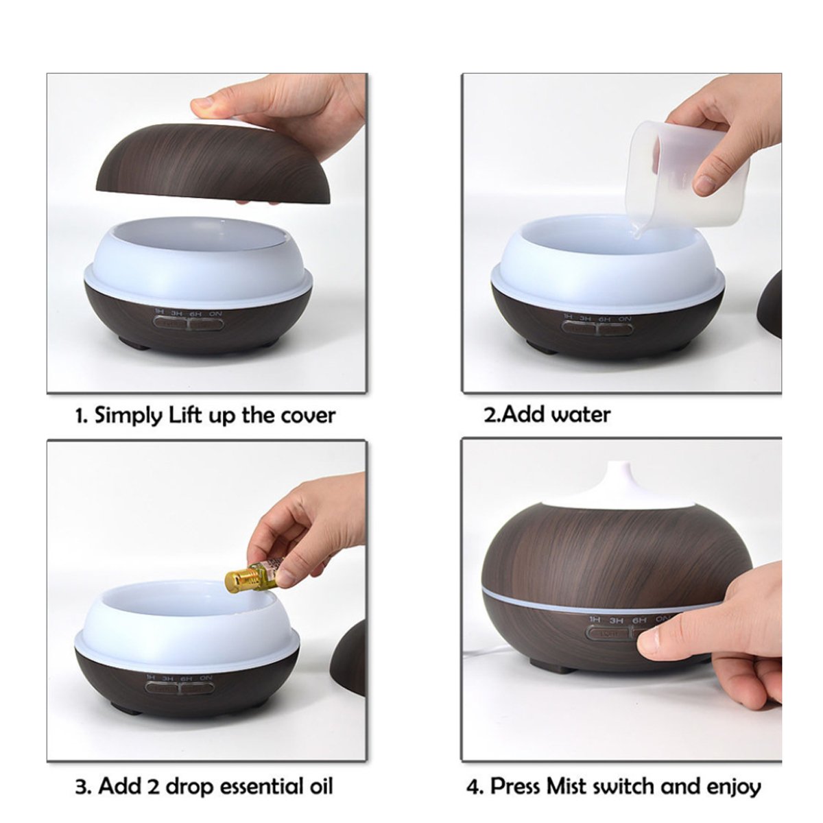 Mistyrious Essential Oil Humidifier Natural Oak Design With Easy Salmon Lucky