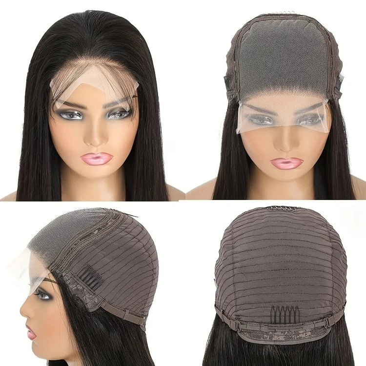 5x5 Natural Color Straight Human Hair Wig Swiss HD Lace Front Straight Wig Three Densities are Avaliable All Fluffy Full Hair Natural Looking Comfortable Pre Plucked Hairline with Baby Hair Easy to Maintain for Everyday and Occasion Use Khamik Shop Online
