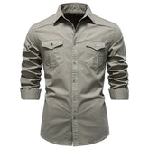 AIOPESON 2026 Business Cotton Pocket Shirt Long Sleeve Quality For Casual Slim Fit Solid Color Men Shirts Khamik Shop Online