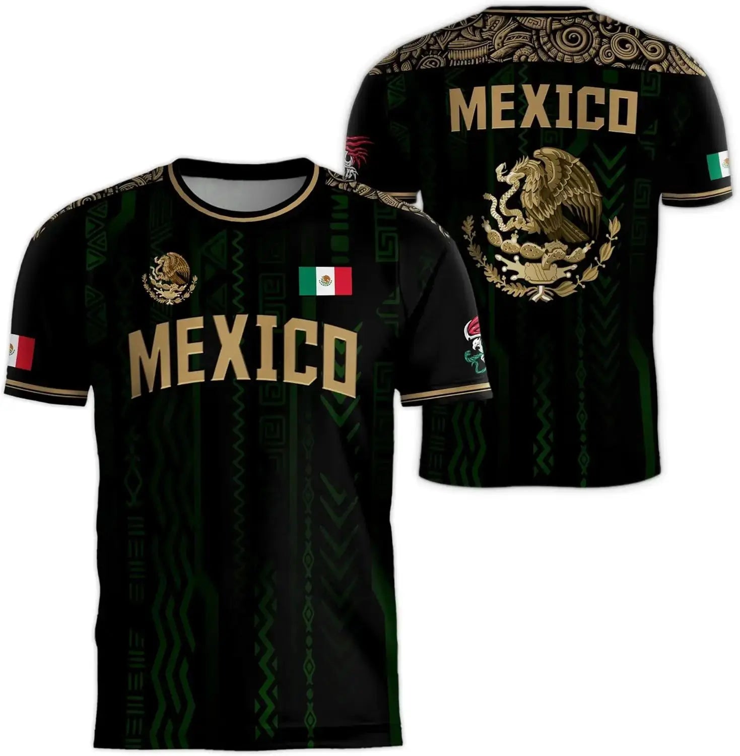 2026 Mexico National Flag Print T Shirt Men women 3D Eagle Pattern Short Sleeve Tees Outdoor Football Sports Clothes Casual Tops Khamik Shop Online