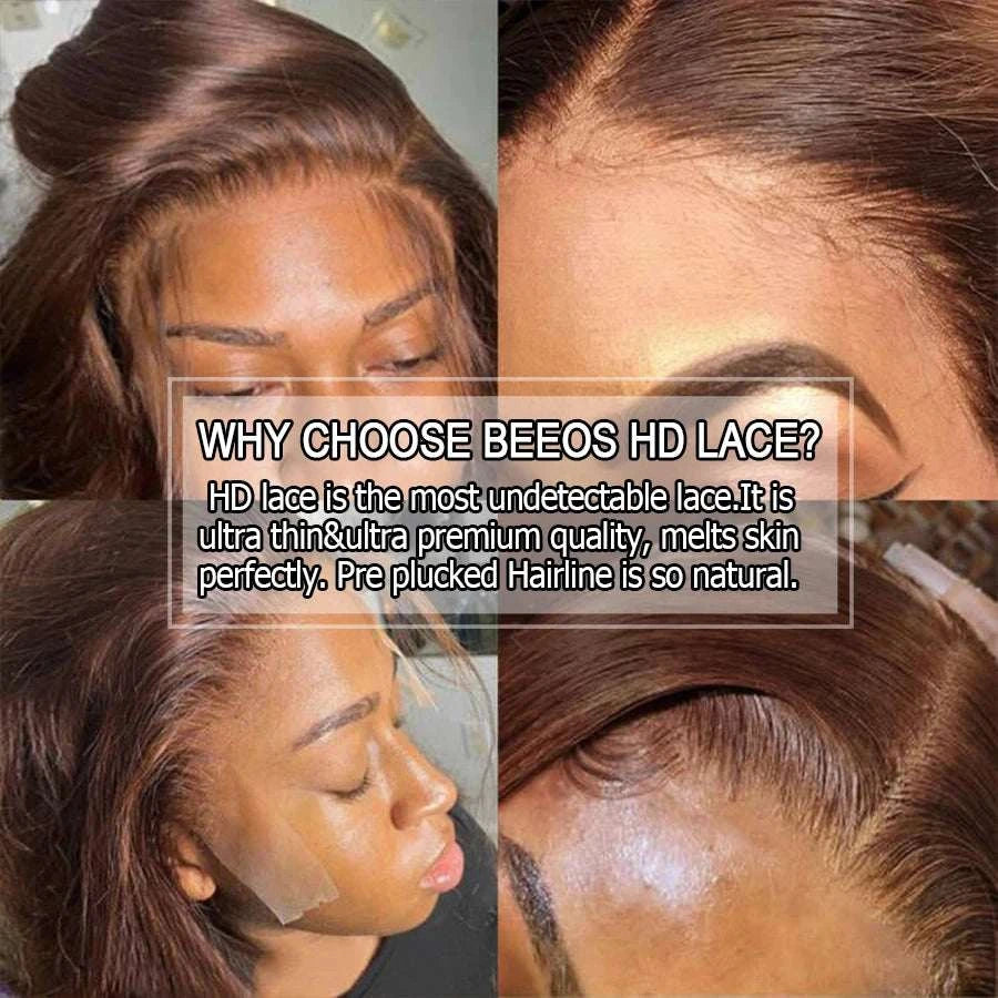 Ultra Fitted Dark Brown 13X6 HD Transparent Lace Full Frontal Wigs Human Hair Water Wave Colored Curly Wigs 100% Human Hair Remy Khamik Shop Online