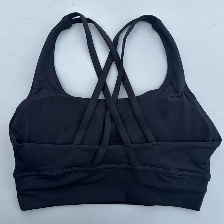 Solid Color Soft Cross Back Women Fitness Bra Tights Yoga Vest High Strength Shockproof Gym Sports Top Push Up With Chest Pad Khamik Shop Online