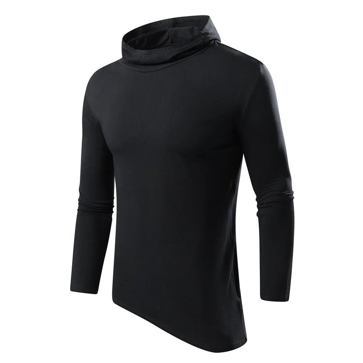 Men Solid Casual Hooded Long Sleeve T Shirt Soft Cotton Irregular Hem Daily Outdoor Top S 3XL Khamik Shop Online
