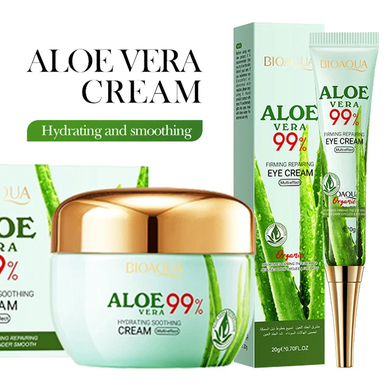 BIOAQUA Aloe Vera Skin Care Sets Moisturizing Hydrating Face Cream Anti-Aging anti Dark Circles Eye Cream Travel Size Skin Care