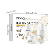 5Pcs BIOAOUA Rice Raw Whitening Set Brighten Hydrating Moisturize Soothing Facial Cleanser+Toner+Essence+Lotion+Cream Skincare