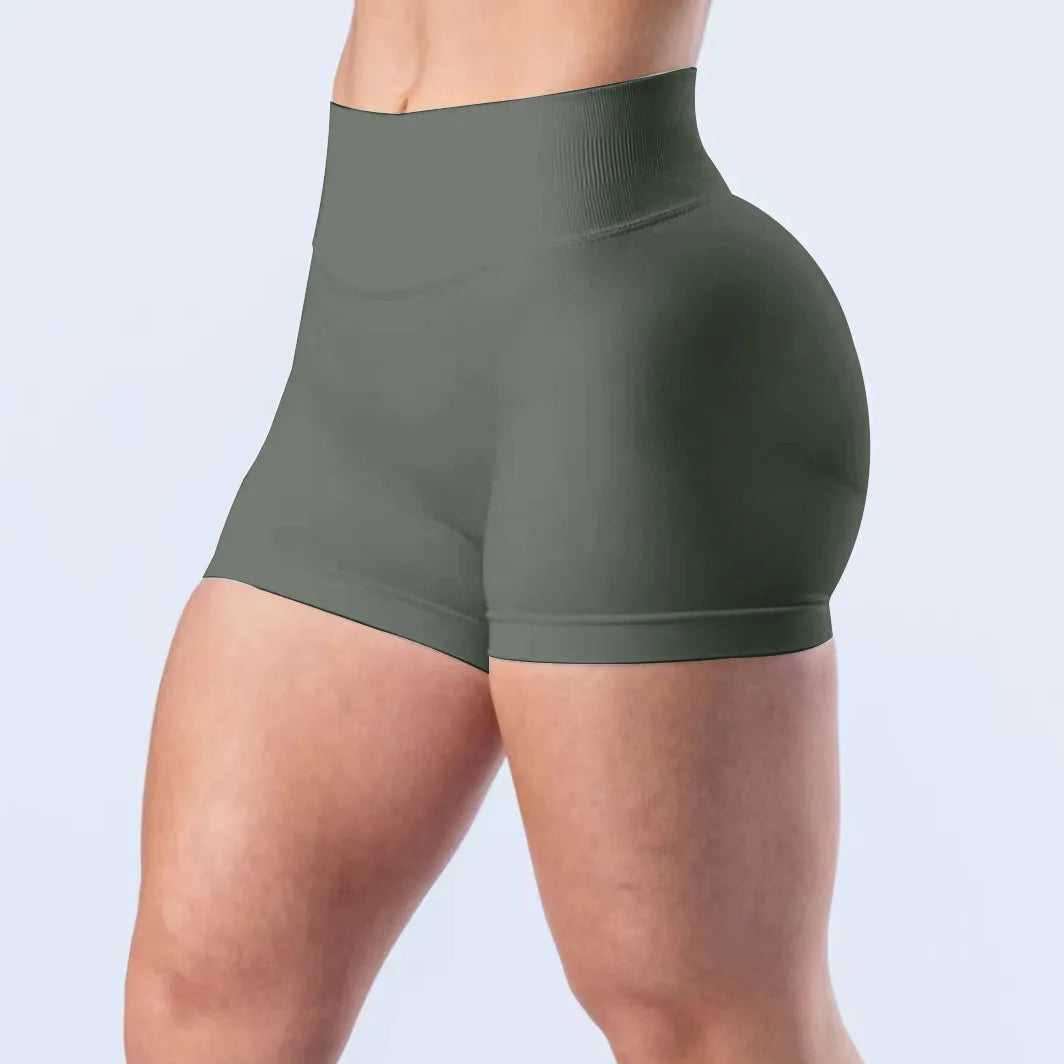 No Logos Shorts | 4.5" leggings Low Ribbed Rise Cycling Women Yoga Workout Clothes Gym Scrunch Bum Seam Seamless Fitness Tights Khamik Shop Online