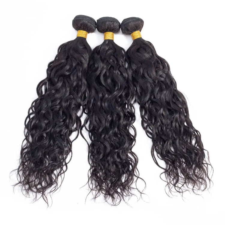 10A Grade 3/4 Water Wave Human Hair bundles with  4x4 Closures & 13x4 Cerise Alfie