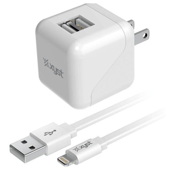 Xyst 2.4-Amp Dual USB Wall Charger With 4Ft Lightning Cable Sky Iapetus