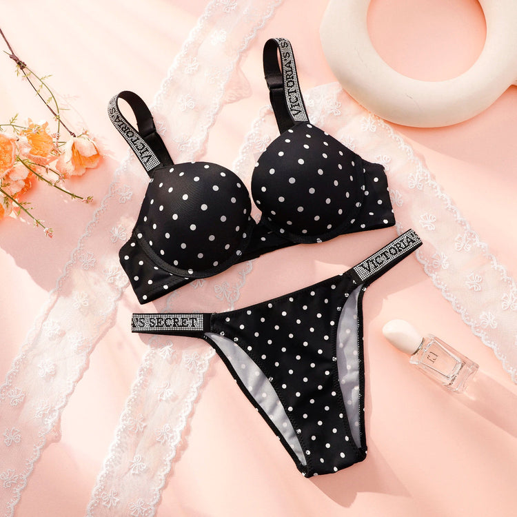 Victoria Secret Sexy Lingerie Sleepwear Plus Size Comfortable Luxury New Women Polka Dot Lace Push Up Bra And Panty Set Khamik Shop Online