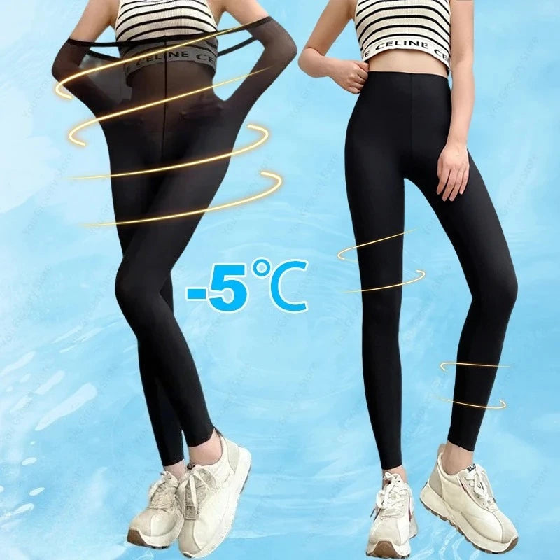 High Elasticity Shark Skin Leggings for Women Summer Ultra Thin Breathable Quick Dry Control Butt Lifting for Gym Khamik Shop Online