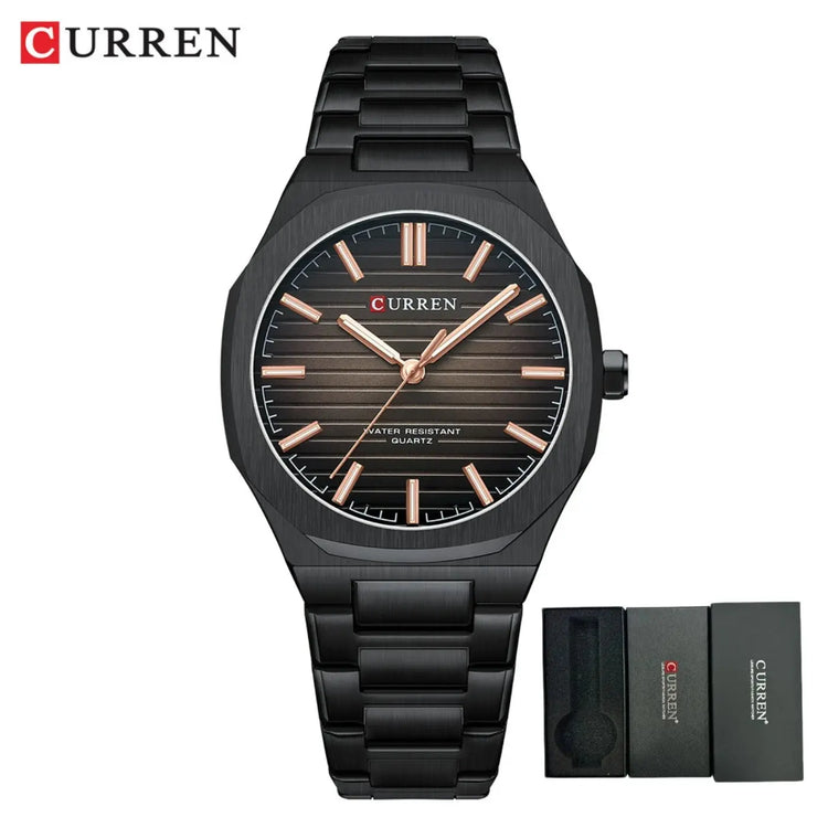 CURREN 8456 Business Quartz Stainless Steel Strap Watch Square Dial Casual Style Wristwatch with Waterproof Function Khamik Shop Online