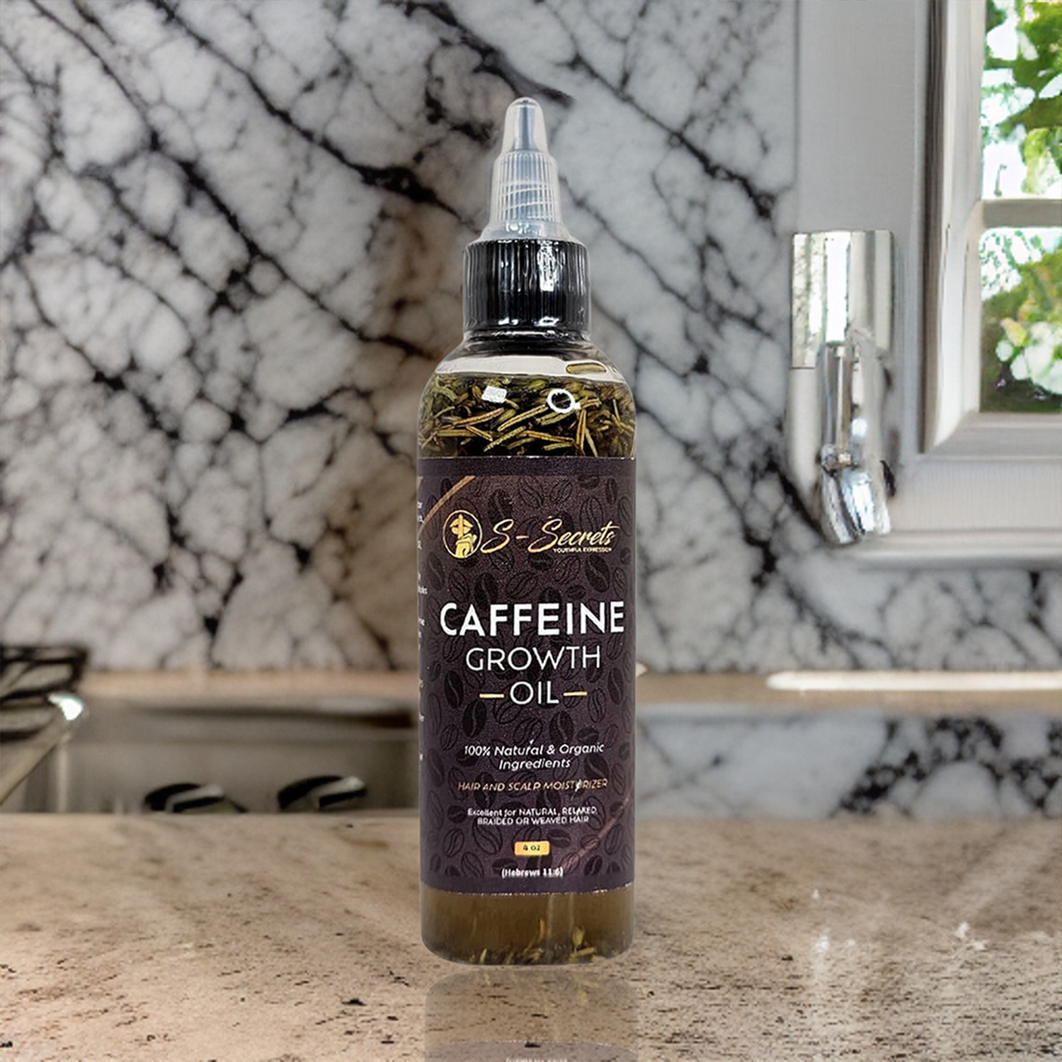Caffeine Hair Growth Oil 2oz - Hair Growth Oil For Thinning, Balding Taupe Snowdrop
