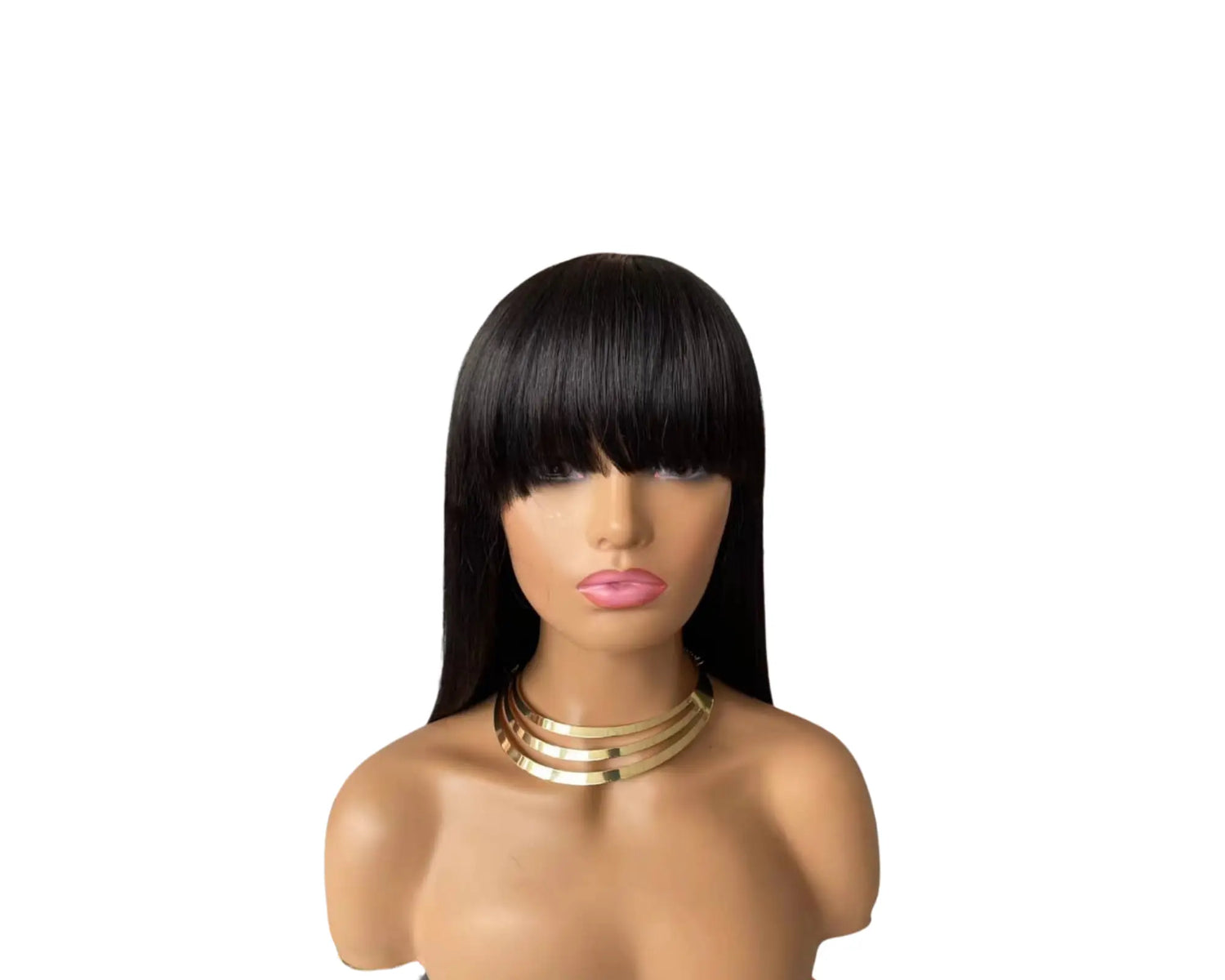 Straight Human Hair Wigs With Bangs Full Machine Made Brazilian Human Cerise Alfie