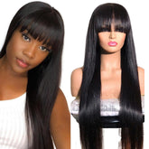 Straight Human Hair Wigs With Bangs Full Machine Made Brazilian Human Cerise Alfie