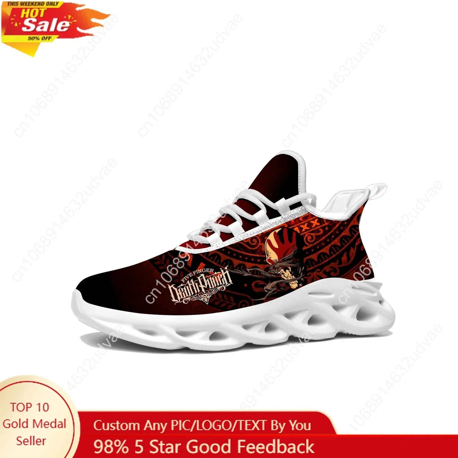 Five Finger Death Punch Sports Sneakers Mans Womans Running Shoes Sneaker Lace Up Mesh Footwear Tailor Made Shoe White Khamik Shop Online