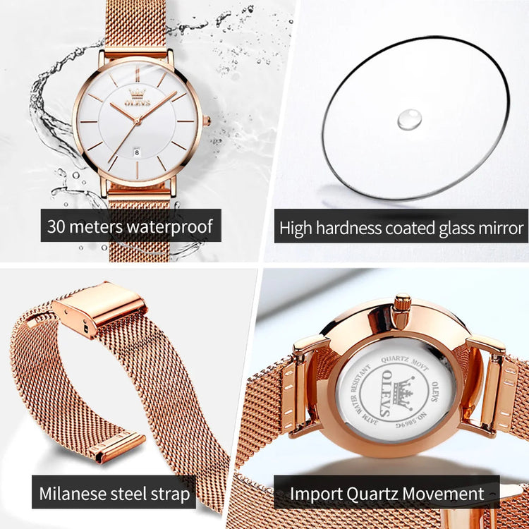 OLEVS Woman Watch 5869 Elegant Fashion Quartz Wristwatch Waterproof Date Watches For Woman Set Bracelet Watch Box Gifts Original Khamik Shop Online