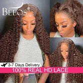 250% 13x6 Real HD Lace Frontal Human Hair Wigs Dark Brown Water Wave Wig Melt Skins Colored Pre Plucked For Women Brazilian Hair Khamik Shop Online