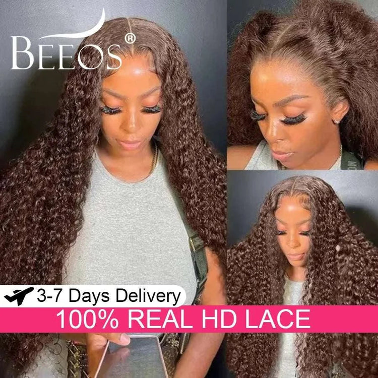 250% 13x6 Real HD Lace Frontal Human Hair Wigs Dark Brown Water Wave Wig Melt Skins Colored Pre Plucked For Women Brazilian Hair Khamik Shop Online