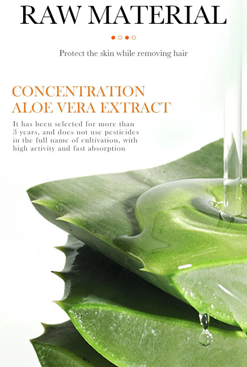 Aloe Vera Hair Removal Cream, Natural Underarm & Full Body Hair Remover, Skin Soothing & Moisturizing Depilatory Cream