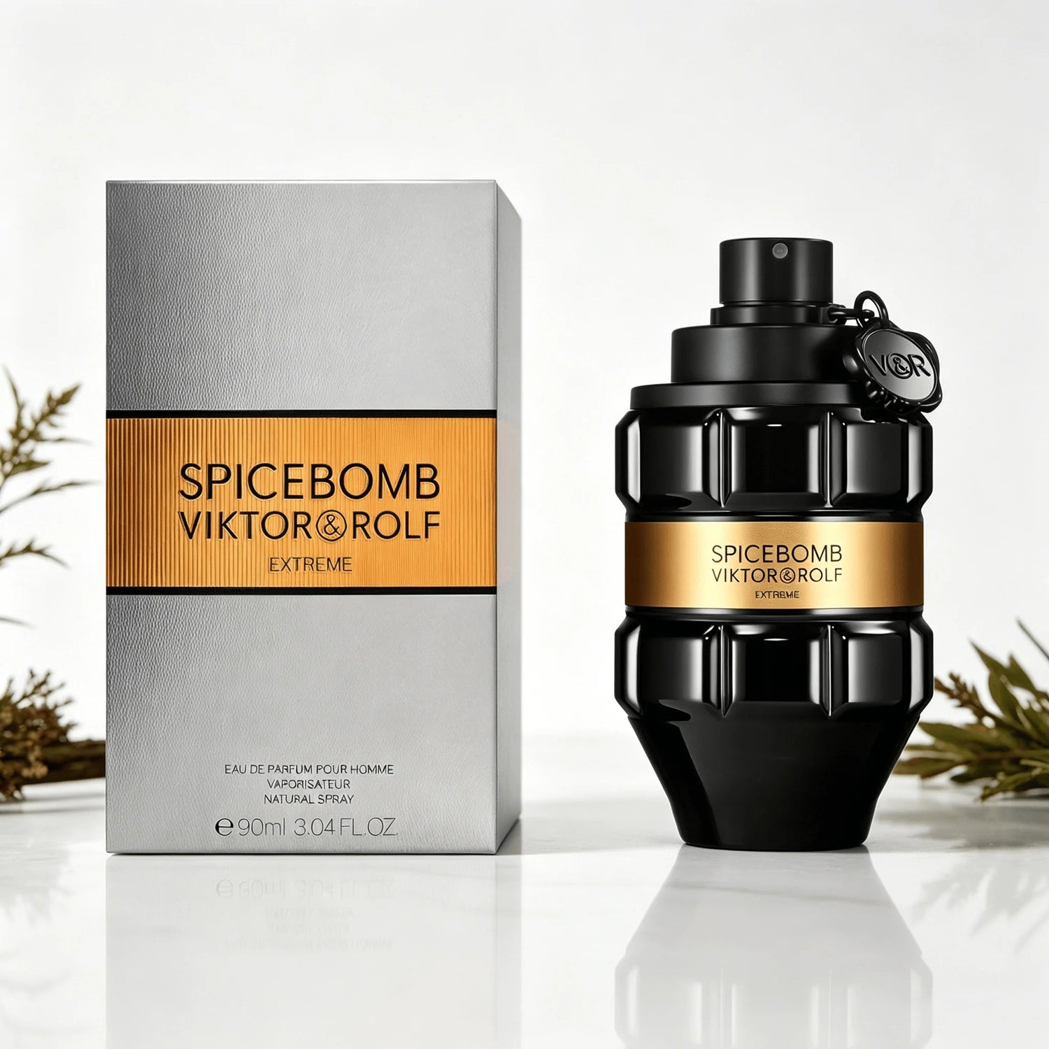 Viktor & Rolf Spicebomb Extreme Men EDP Perfume Rich Spicy Warm Tobacco Scent Matte Black Geometric Bottle Luxury Gold Band Gift Perfume for Him Khamik Shop Online
