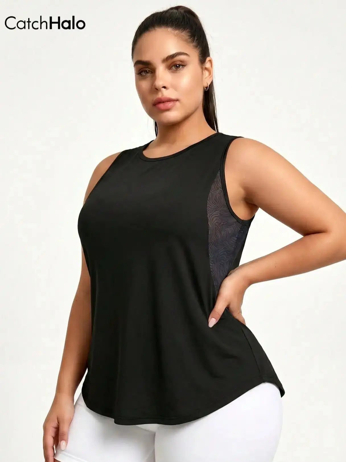Plus Size Mesh Tank Top Women Breathable Loose Fit Gym Top Sleeveless Yoga Shirt Sweat Wicking Summer Sports Activewear Khamik Shop Online