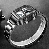 LIGE Fashion Casual Electronic Man Watch Sports Waterproof Luminous Alarm Stainless Steel Band Digital Men&