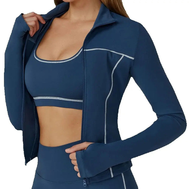 Yoga Clothes Women Sport Jacket Running Long Sleeve Shirt Sports Jackets Top Workout Coat Gym Training Clothing Workout Yoga Top Khamik Shop Online