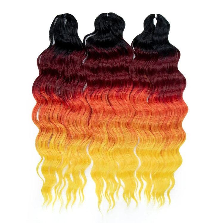 FREEDOM Synthetic Curly Braiding Hair Extensions 24 Inch/60 cm Long Deep Wavy Twist Crochet Braids Hair Ombre Brown Rainbow Hair Khamik Shop Online