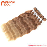FASHION IDOL Water Wave Hair Bundles Synthetic Hair Extensions Ombre Blonde Hair Weave Bundles 6pcs 20" High Temperature Fiber Khamik Shop Online
