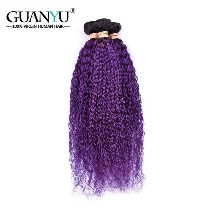 1B/Purple Kinky Curly Ombre Colored Human Hair Bundles 100% Human Hair Extensions 3/4 Bundle Deals Human Hair Weaves Khamik Shop Online