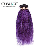 1B/Purple Kinky Curly Ombre Colored Human Hair Bundles 100% Human Hair Extensions 3/4 Bundle Deals Human Hair Weaves Khamik Shop Online