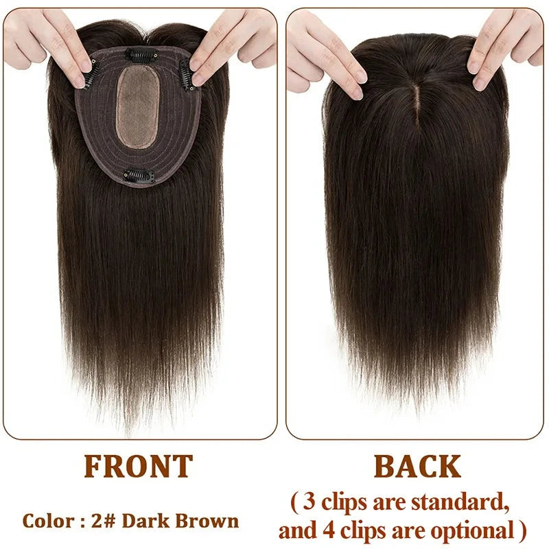 Silk Base Top Women Topper Clip In Real Human Hair Hairpiece Human Hair Extension Thin Breathable Blonde Toppers Hair Women Wig Khamik Shop Online