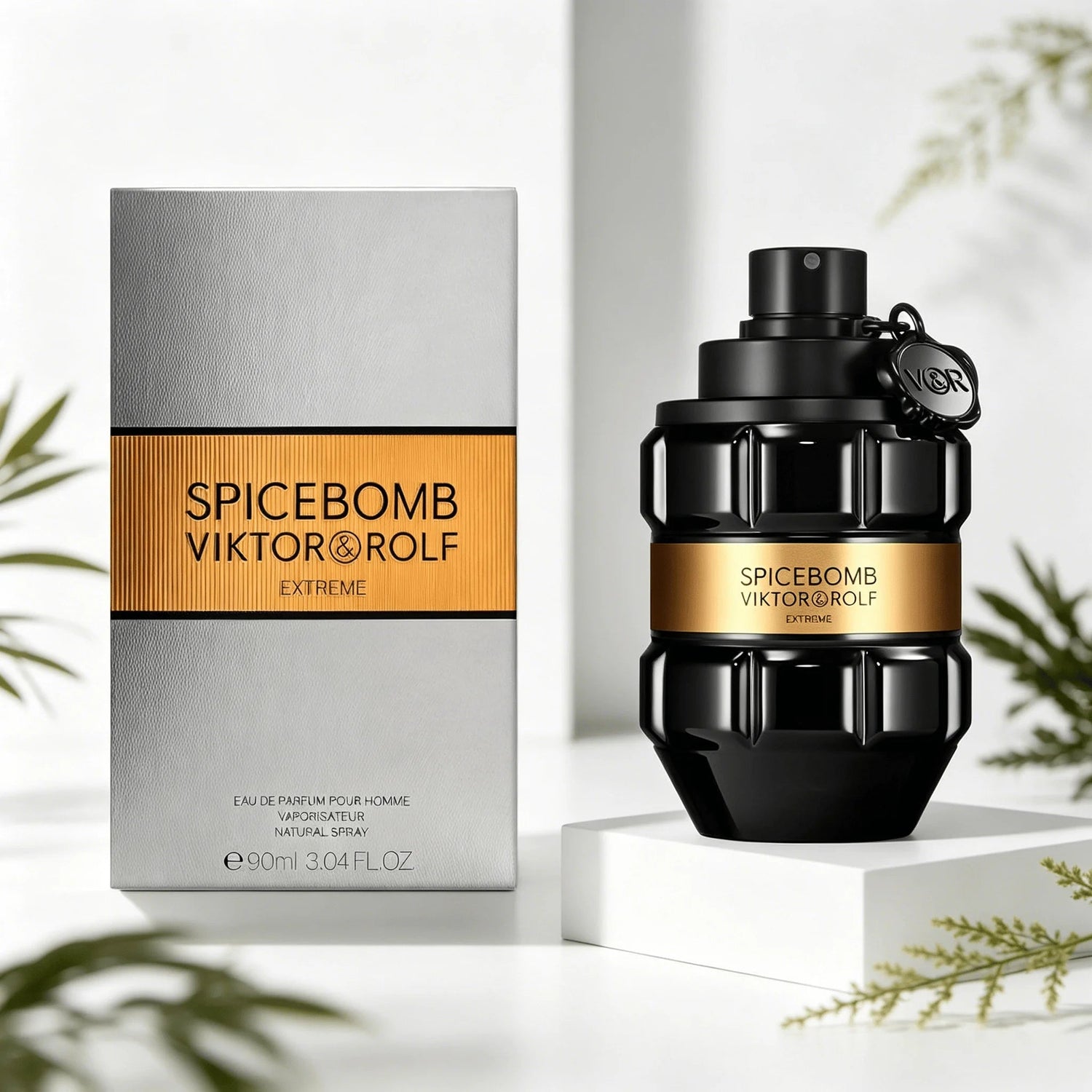 Viktor & Rolf Spicebomb Extreme Men EDP Perfume Rich Spicy Warm Tobacco Scent Matte Black Geometric Bottle Luxury Gold Band Gift Perfume for Him Khamik Shop Online