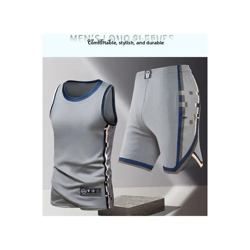 Summer Daily Outdoor Leisure Trend Versatile Sportswear Men Fashion Trend Sports Sleeveless Vest Five Quarter Shorts 2-piece Set Khamik Shop Online
