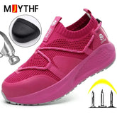 Latest Women Work Shoes Puncture-Proof Safety Shoes Non-slip Platform Sneakers Women Steel Toe Shoes Comfort Security Boots Lady Khamik Shop Online