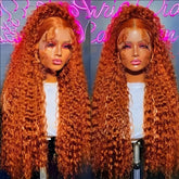 30Inch Orange Ginger Water Wave Lace Front Wigs 13x4 13x6 